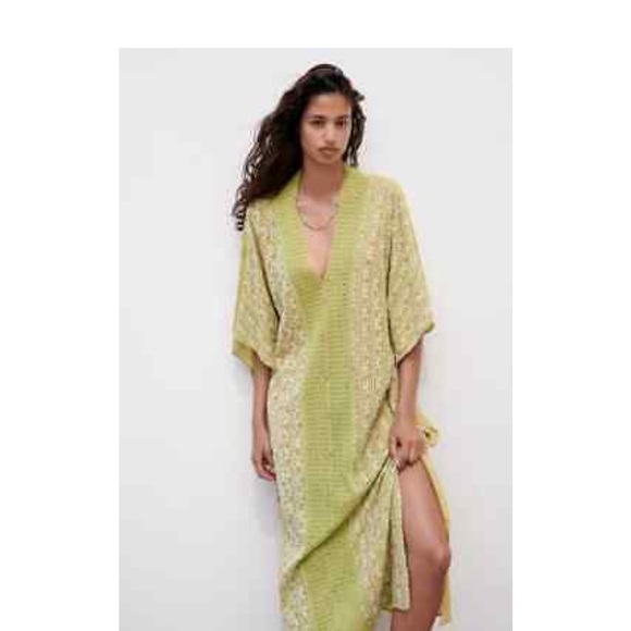 zara embroidered tunic dress Short Sleeve Floral Embroidered Midi Dress in Pink main image 1